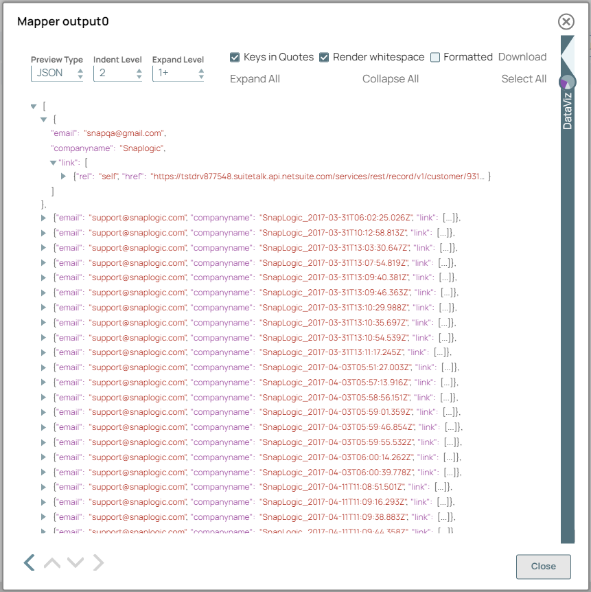 Mapper Snap Output