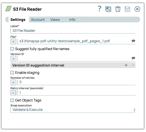 S3 File Reader Snap Configuration