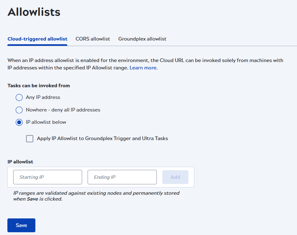 Admin Manager Cloud-triggered allowlist