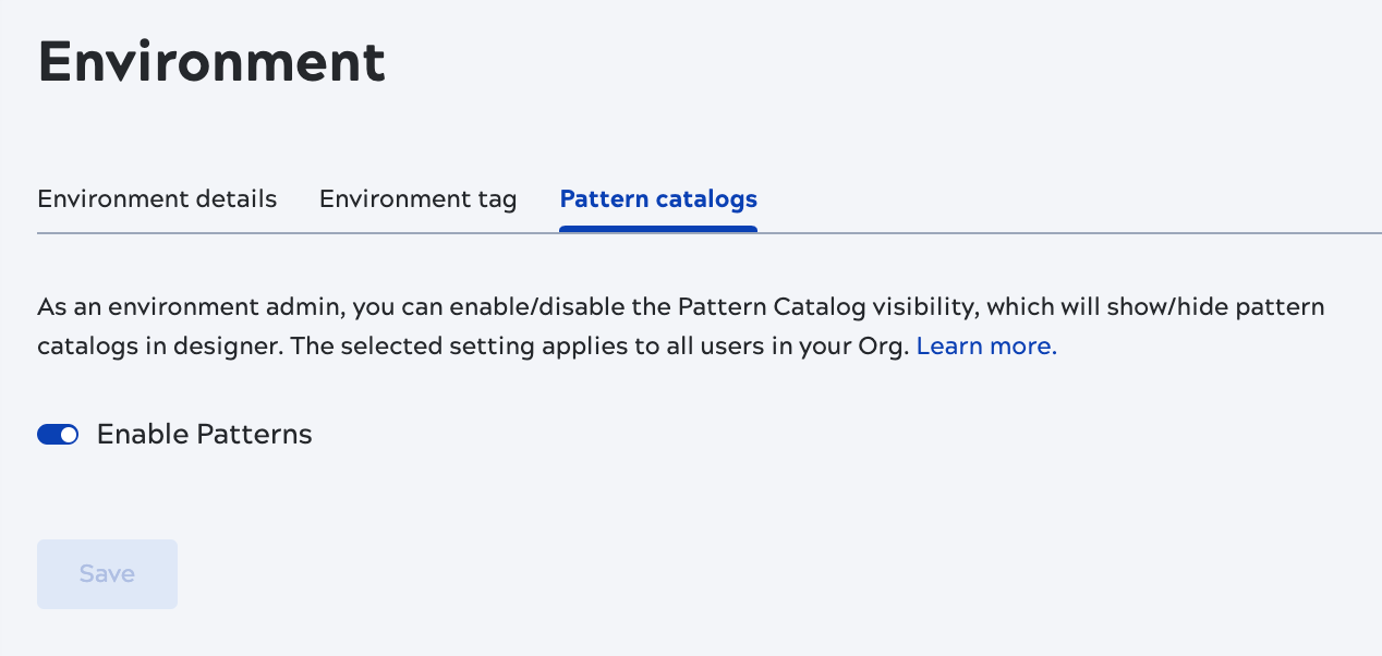 Enable or disable the SnapLogic Cloud Pattern Catalog