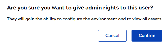 confirmation dialog to upgrade from user to admin
