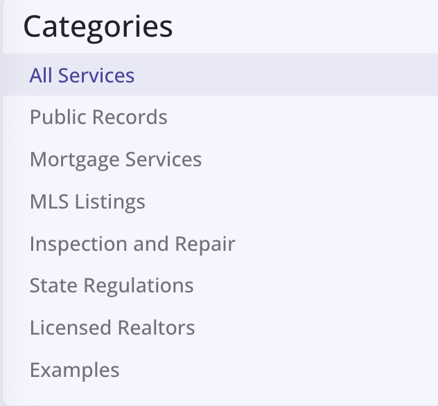 Service categories in the Developer Portal