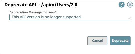 Deprecate API confirmation dialog