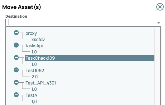 APIM Move Assets Directory List