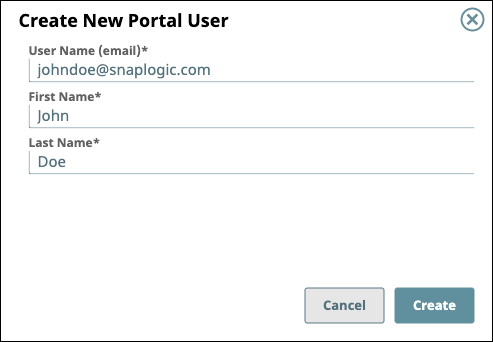 Create New User dialog