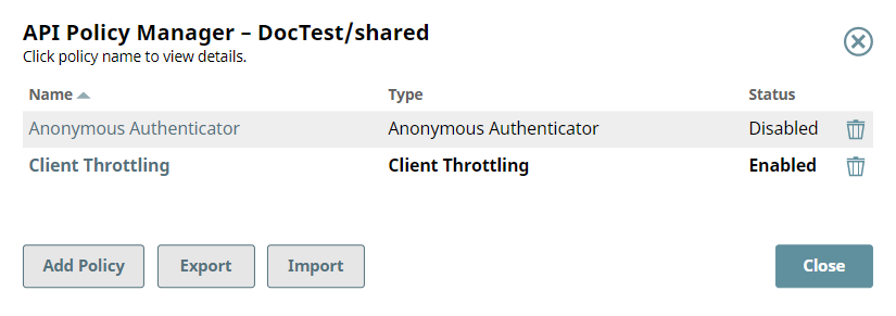 Manage API Policy menu option