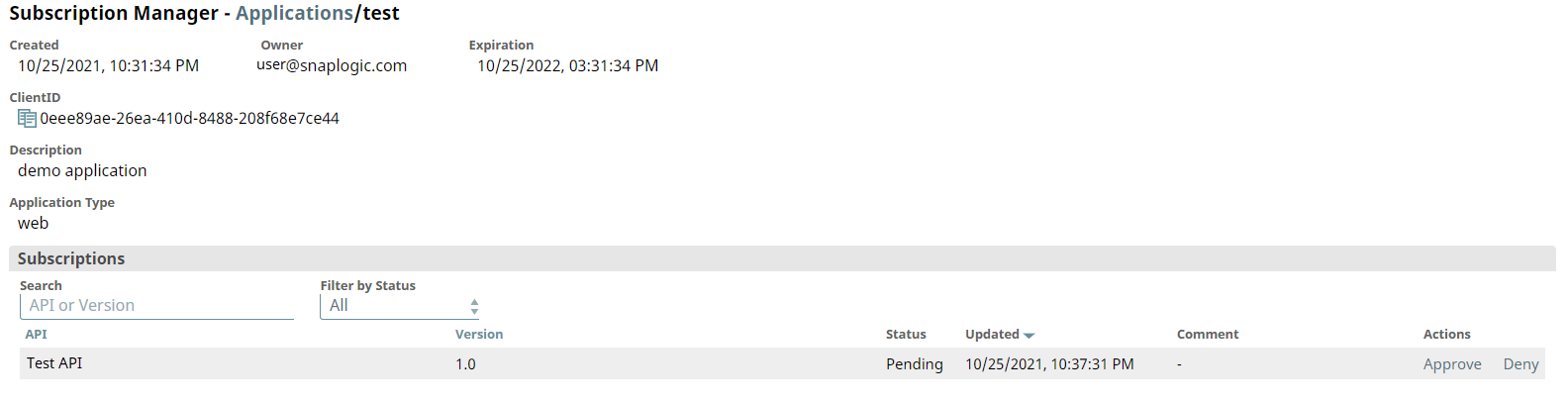Subscription Manager approve or deny dialog