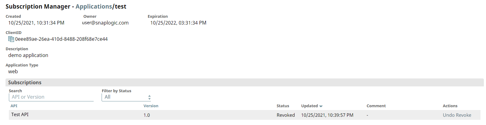 Subscription Manager undo revoke option