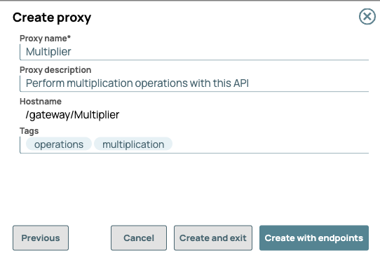 Create Proxy dialog for SOAP multiplier example