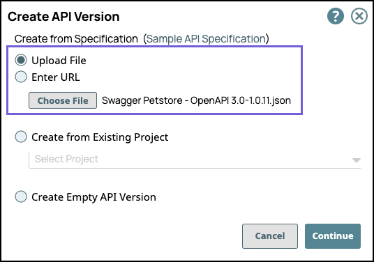 Enter URL option