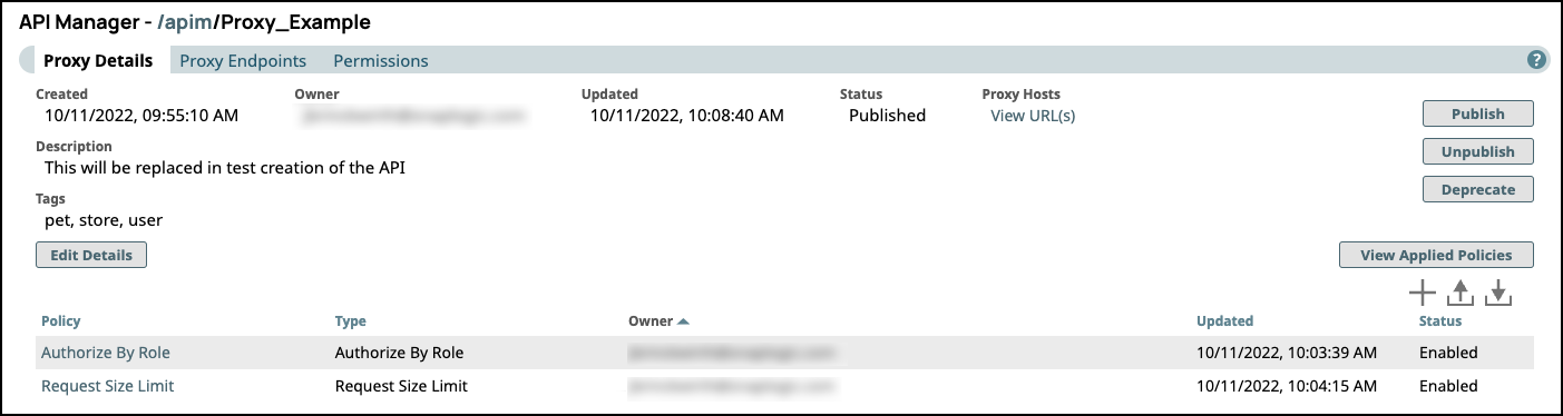 Proxy Details tab