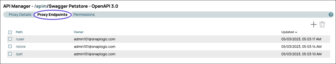 Proxy Endpoints tab