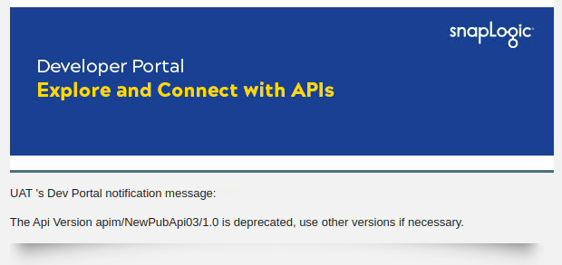 Email notification for deprecated API