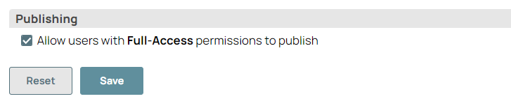 Allow users with Full-Access permissions to publish checkbox