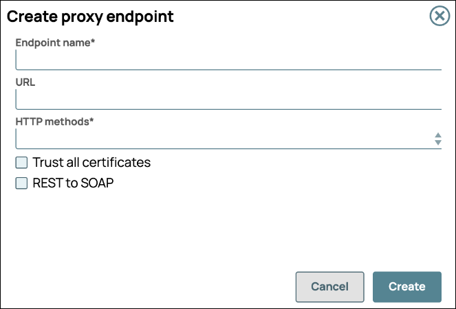 Create Proxy Endpoint dialog