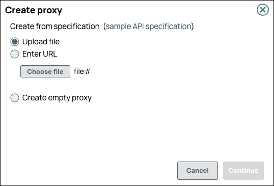 Create proxy specification dialog