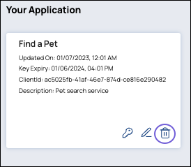 Delete application confirmation dialog