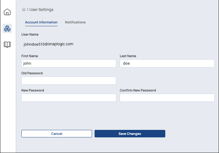 Developer Portal user settings page