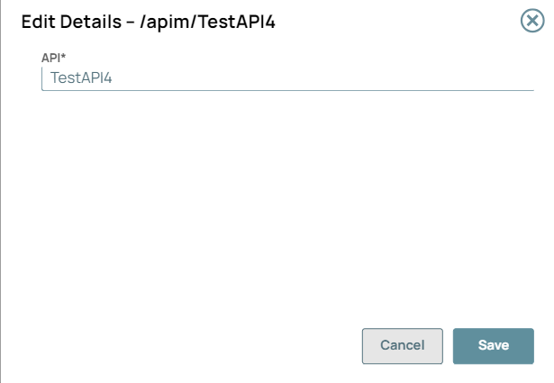 Edit Details dialog for renaming an API