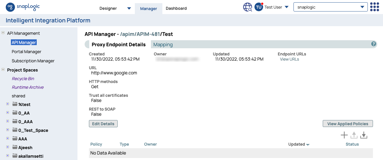 Proxy Endpoint Details tab