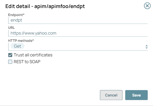 Edit details for proxy endpoint