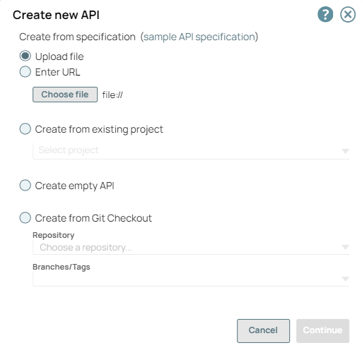 Uploading an OAS file to create an API
