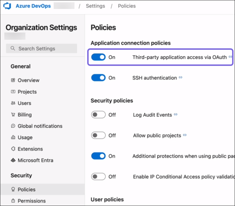 Azure Repo Setting - Third-party Access to OAuth