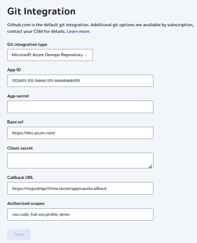 Configure Git dialog