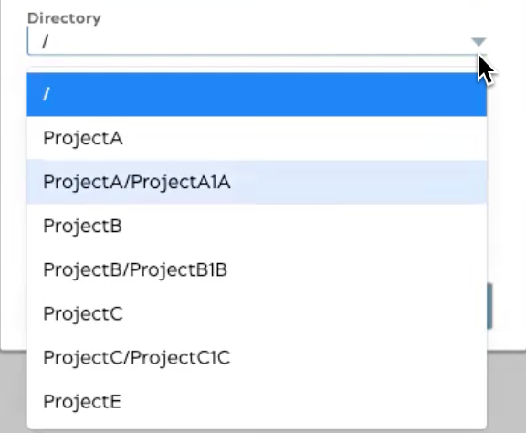 Directory dropdown expanded, showing repository folder structure