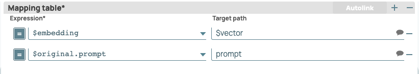 Configuration settings in the first Mapper Snap.