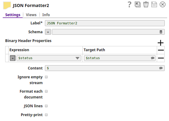 JSON Formatter Snap Settings