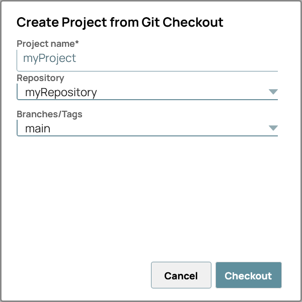 Create Project from Git Checkout dialog