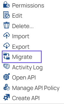 Migrate project context menu