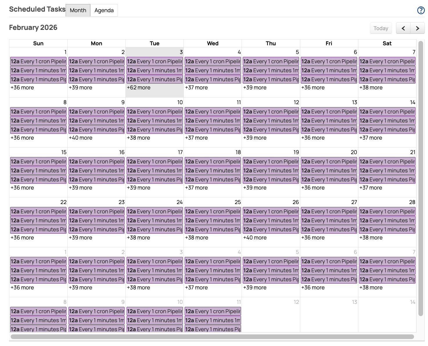 Scheduled Tasks Month Tab