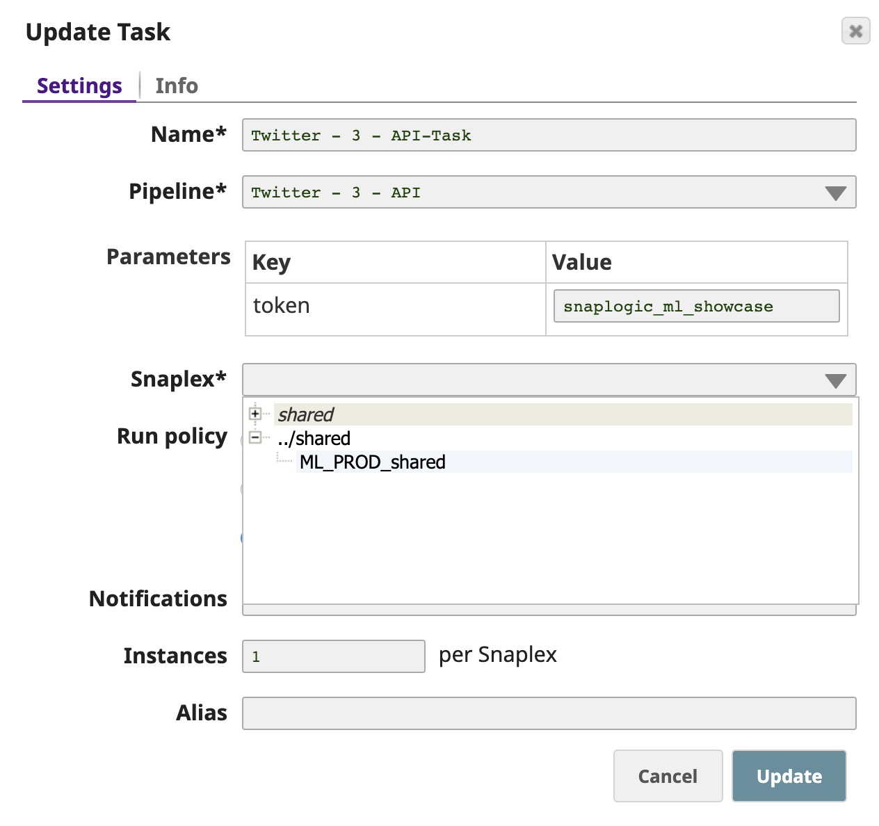 Selecting a Snaplex for the Ultra Task