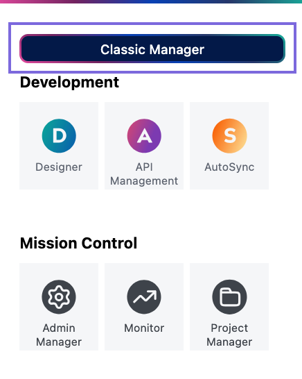 Open Classic Manager from the waffle menu