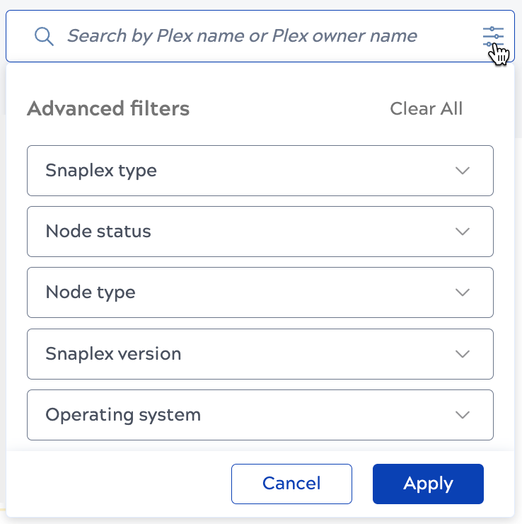 Advanced search filters