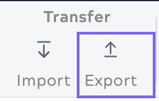 Export button in the Designer toolbar Transfer section