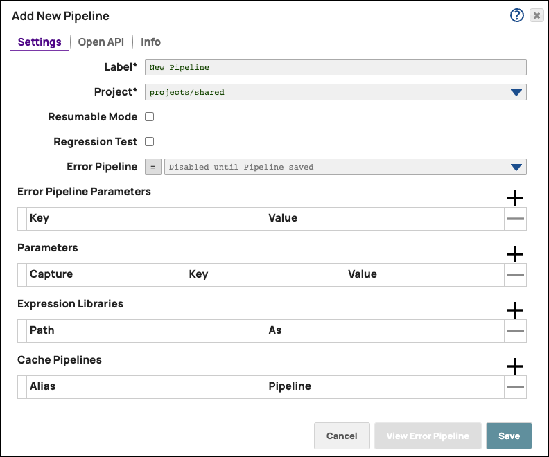 Pipeline Settings