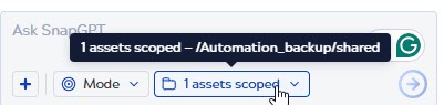 Project Context selector in the SnapGPT panel showing assets scoped