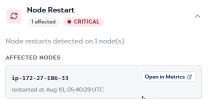 Affected Nodes section showing per-node status lines for each issue type