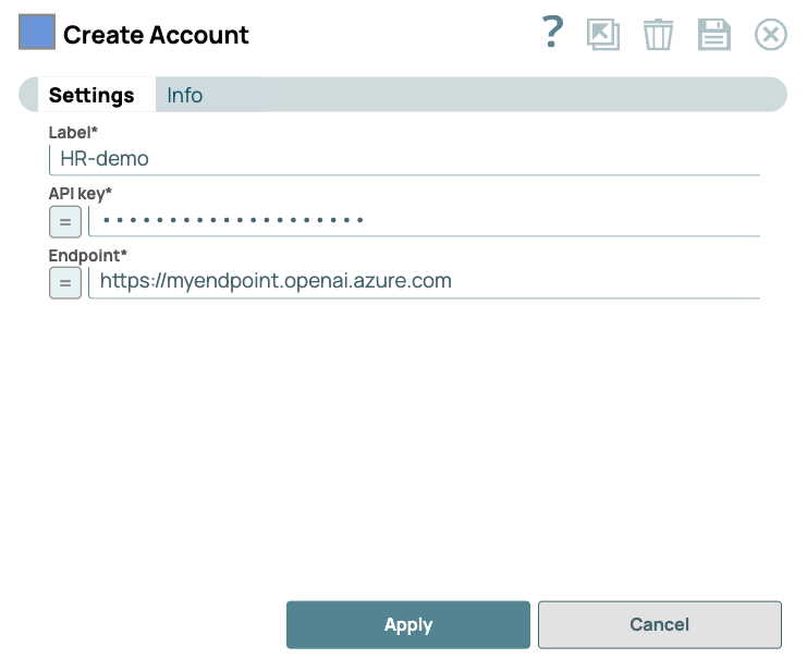 Azure OpenAI API Key Account Configuration