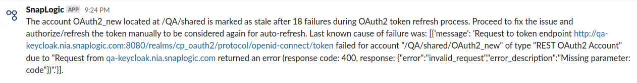OAuth2 Account Stale Account Alert on Slack