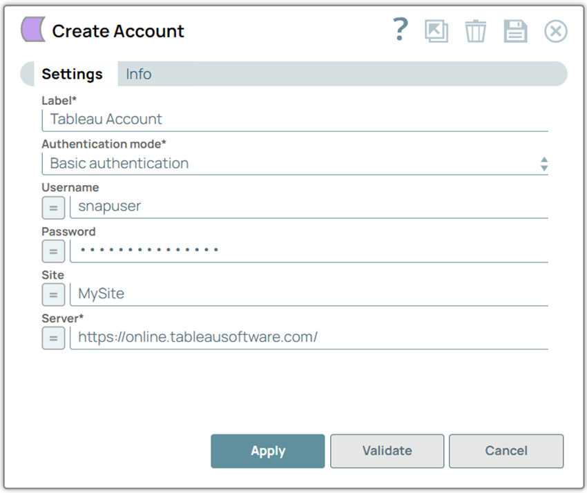 Create Account dialog