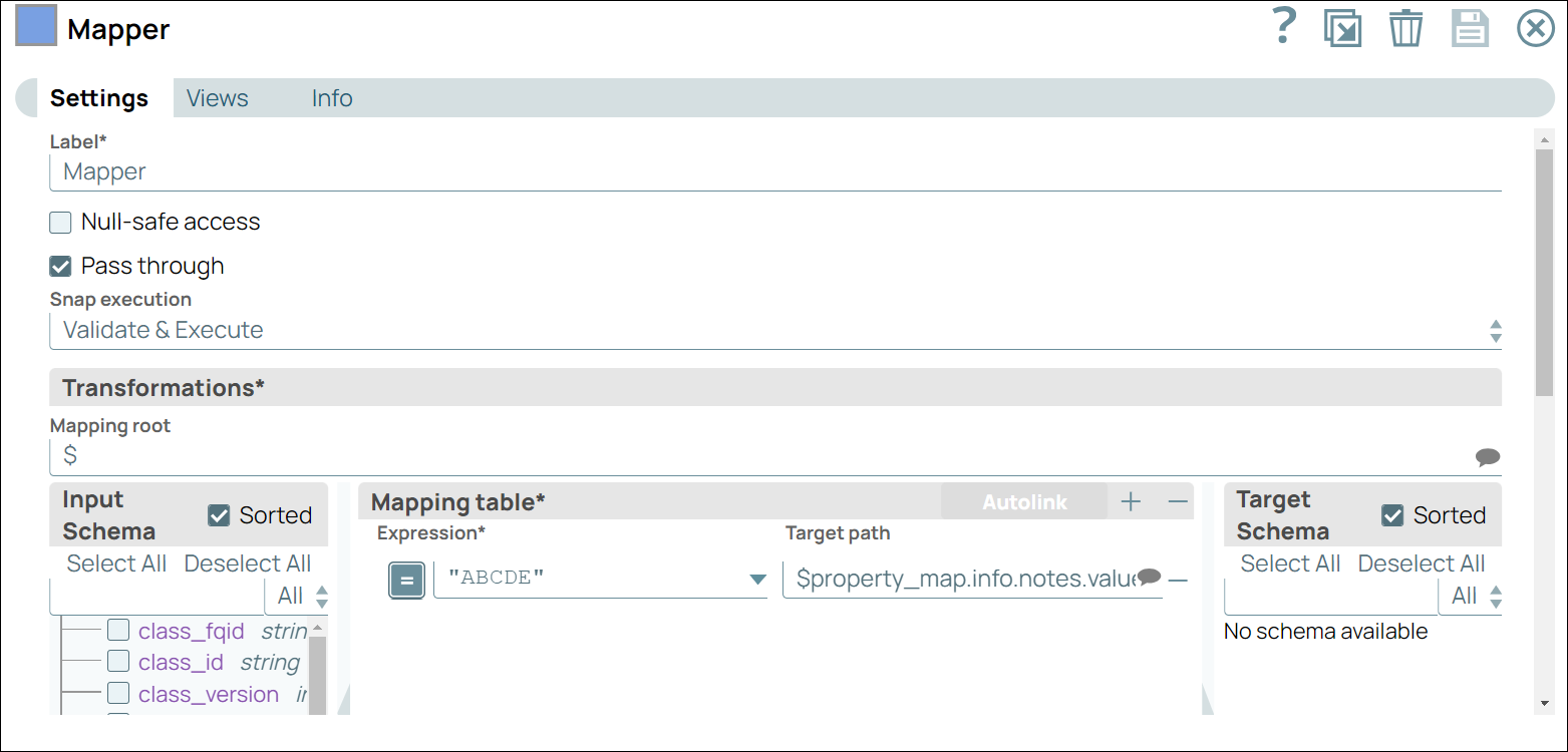 Mapper Snap Configuration