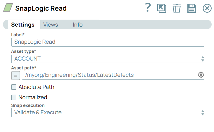 SnapLogic Read Snap Configuration