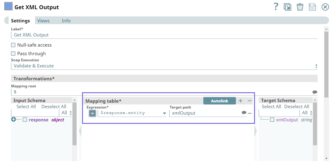 Get XML Output - Mapper Snap