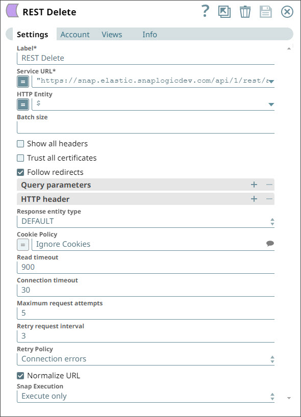 REST Delete Snap configuration for deleting the project