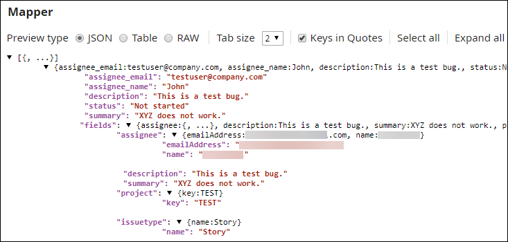 Mapper output preview