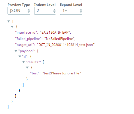 New Behaviour - Output of JSON Snap